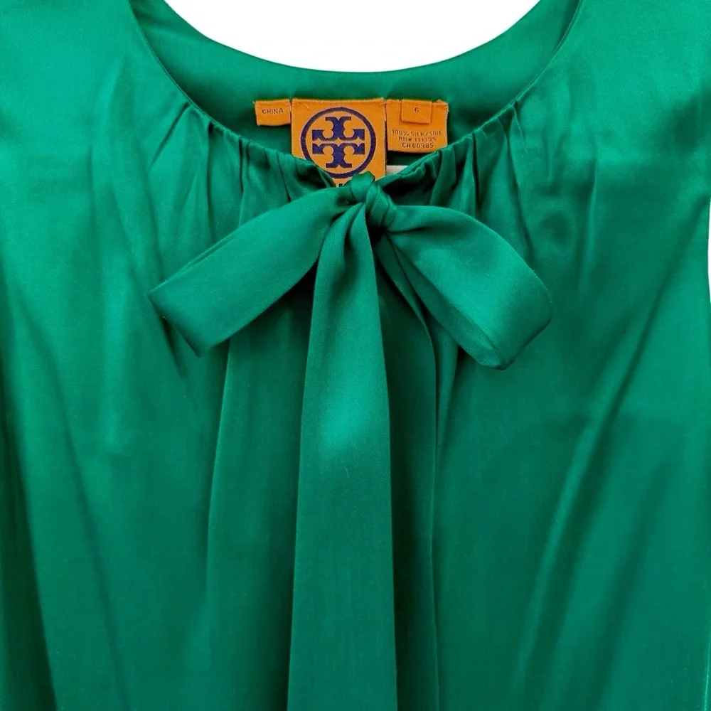 Tory Burch Emerald Green Bow Blouse - Picture 3 of 9